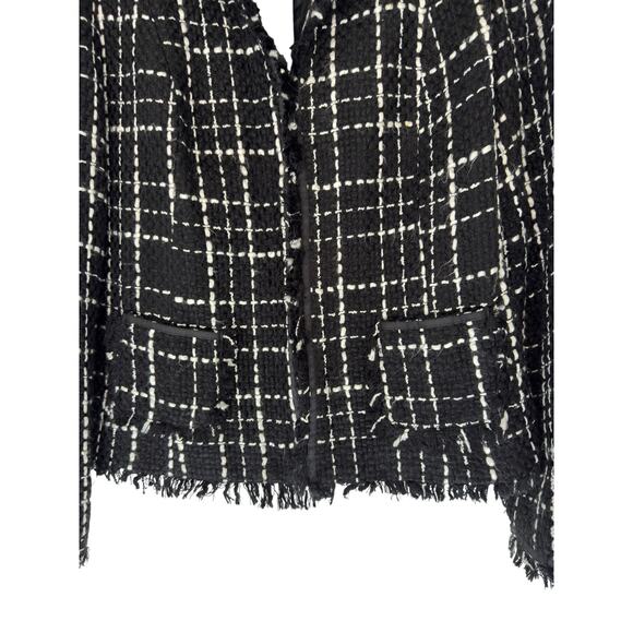 Vintage Blazer Women's Black White Tweed Twee Fringe Dressy Office Work Size 12 - Picture 6 of 13
